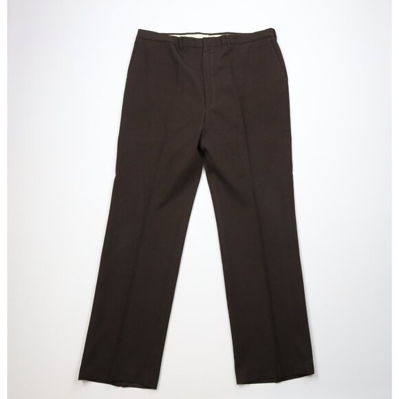 Vtg 70s Streetwear Mens 42x34 Faded Knit Flared Wide Leg Chino Pants Brown USA